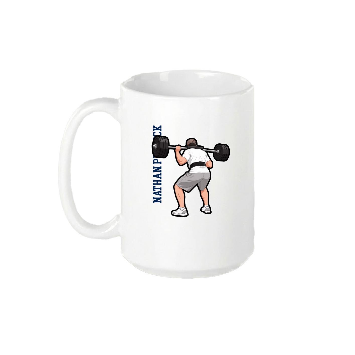 15oz Coffee Mug — Name Vertical in White