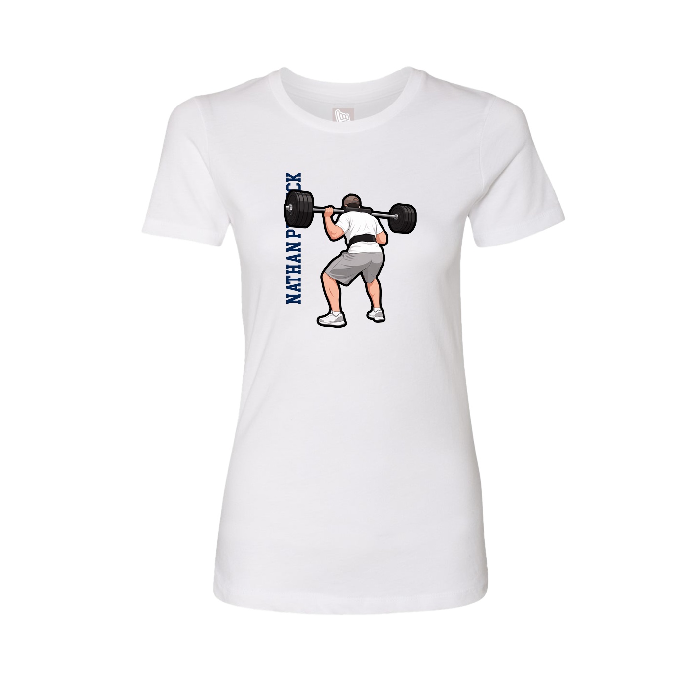 Fitted Women's Tee — Name Vertical in White