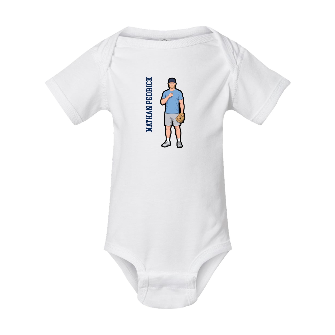 Baby Onesie — Name Vertical in White