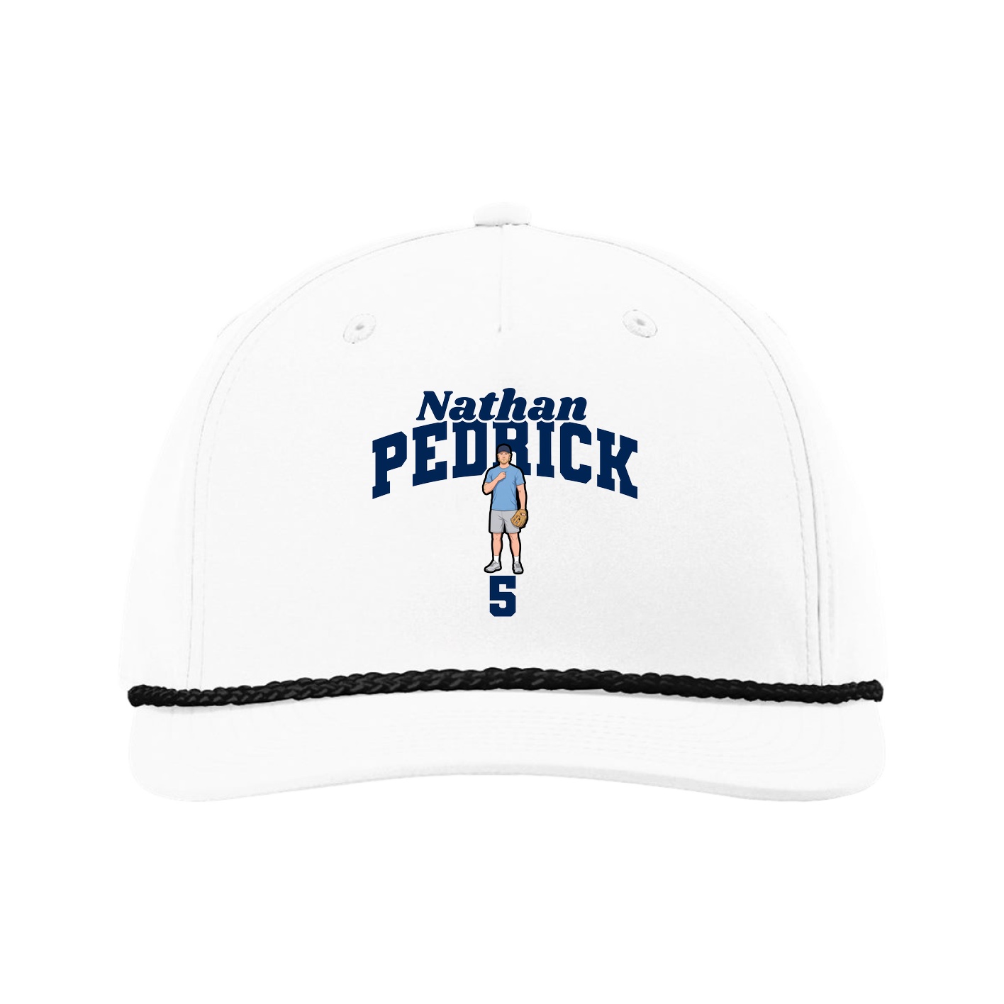 Five-Panel Classic Rope Cap — Signature Arch in White
