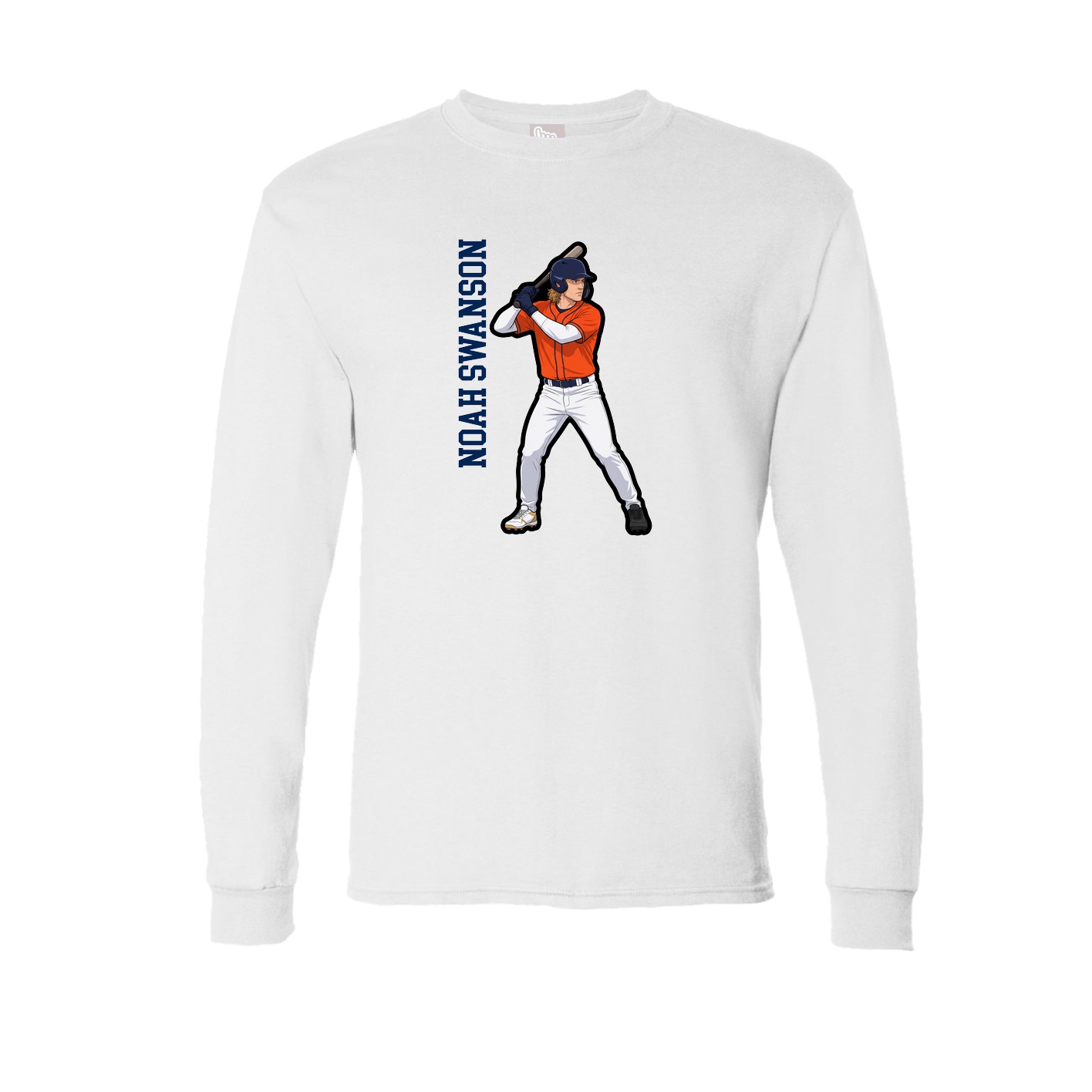 Long Sleeve Tee — Name Vertical in White