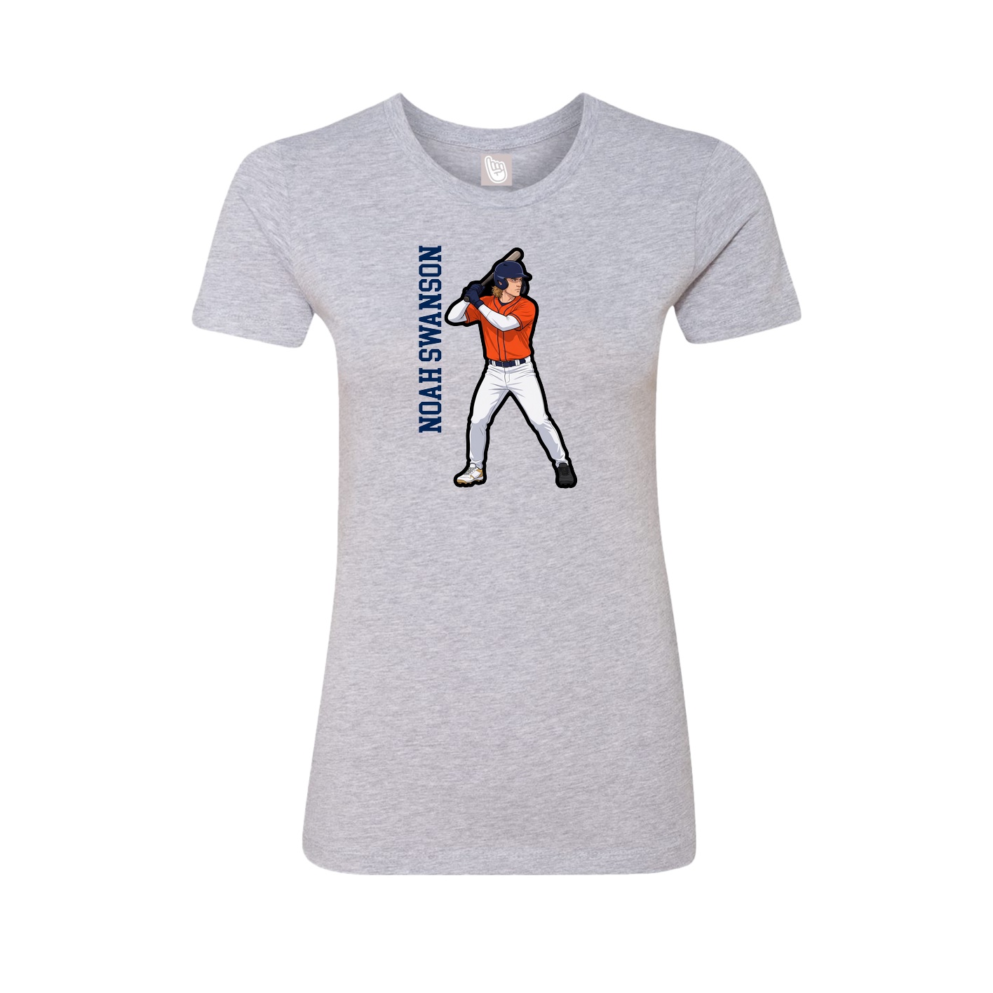 Fitted Women's Tee — Name Vertical in Grey