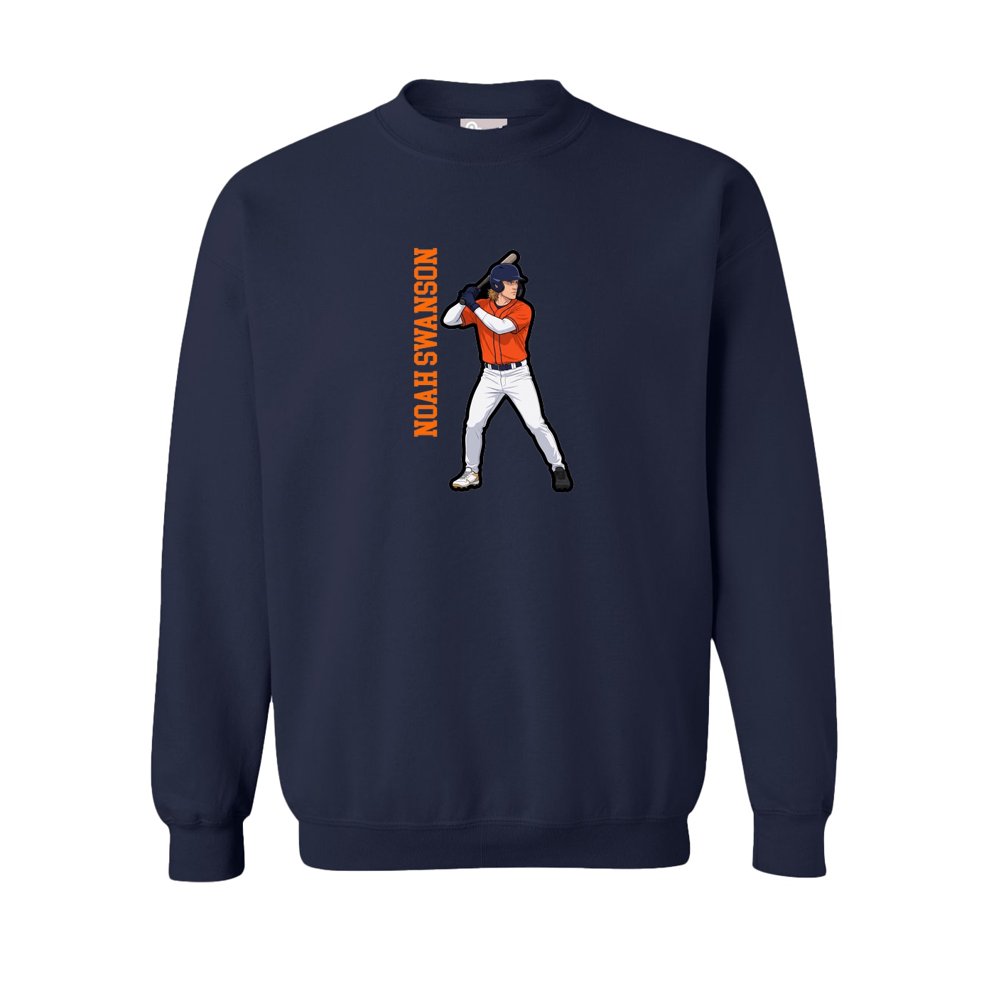 Fleece Crew — Name Vertical in Navy