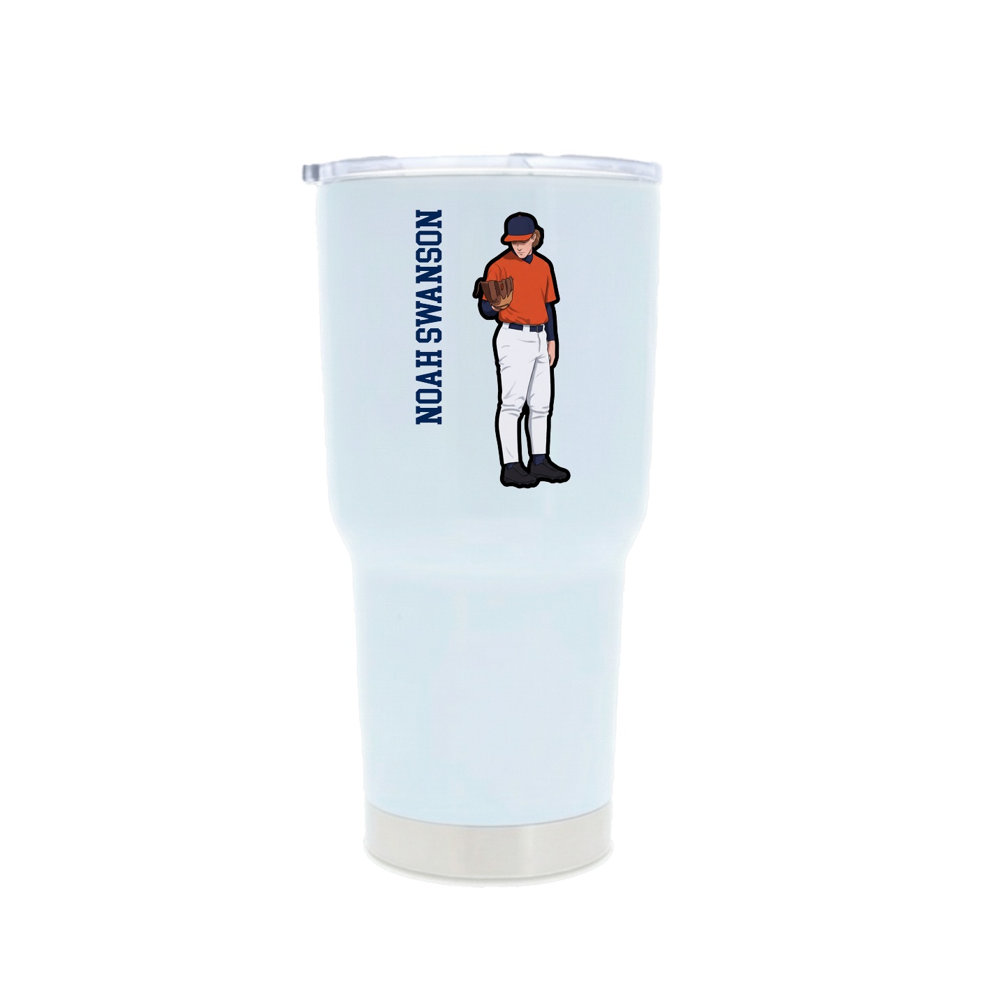 30oz Stainless Steel Tumbler — Name Vertical in White