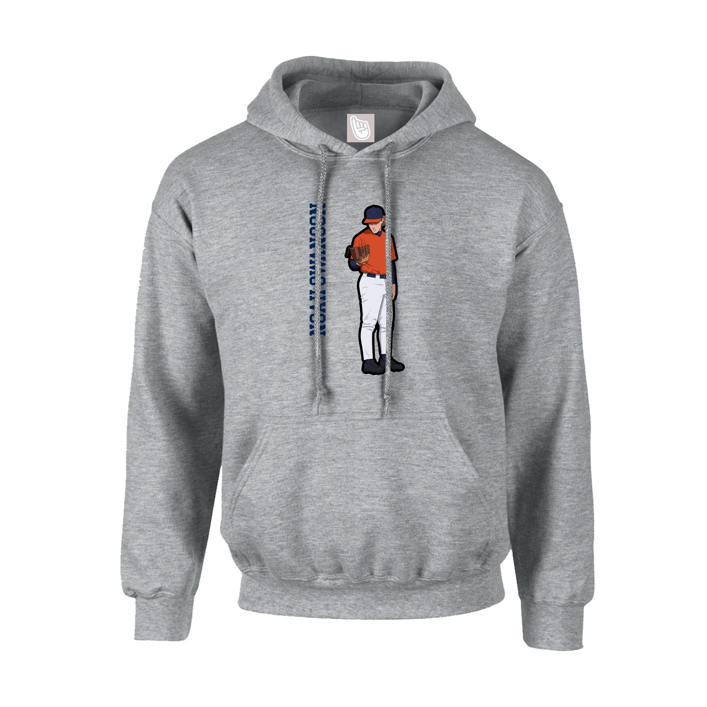 Youth Hoodie — Name Vertical in Grey