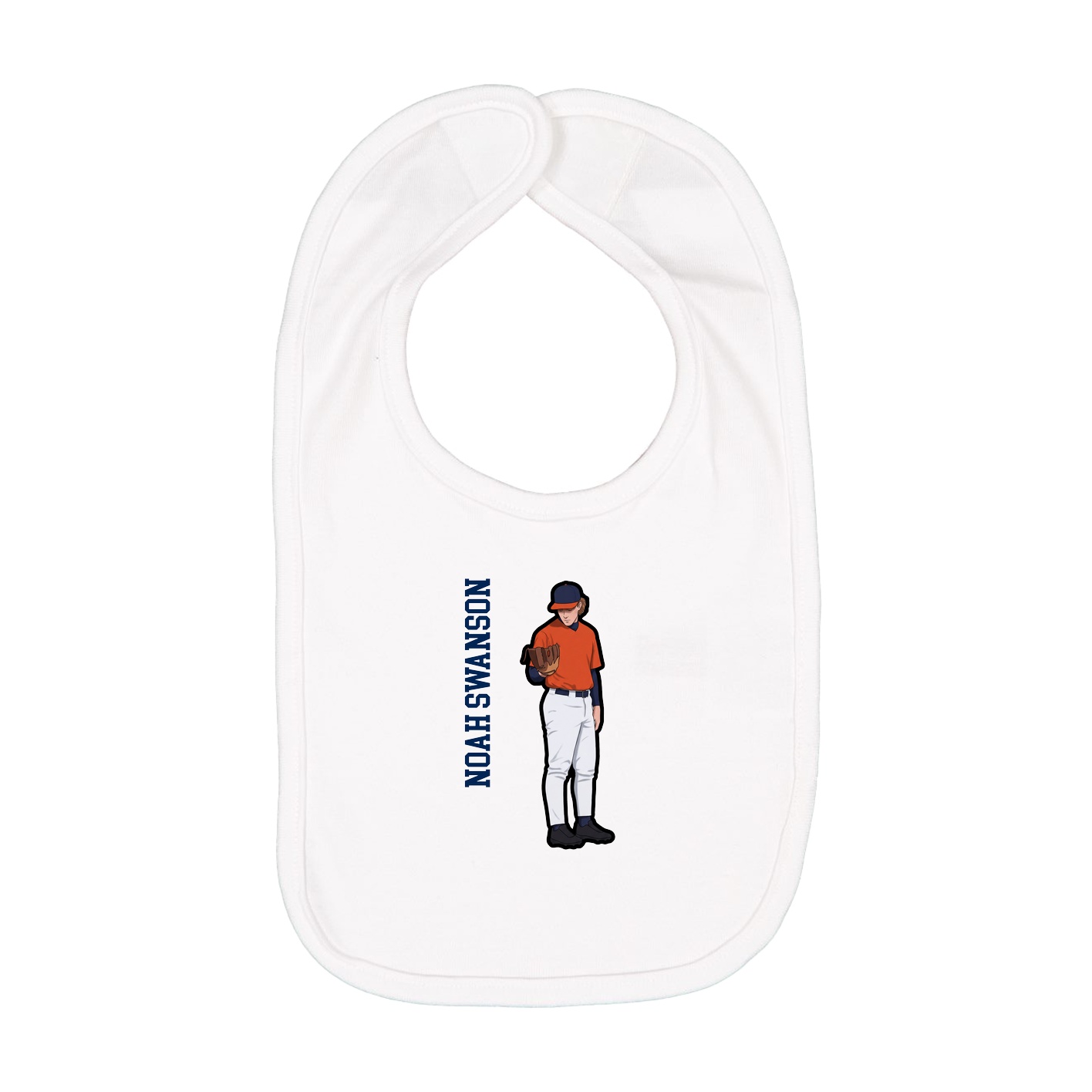 Infant Bib — Name Vertical in White