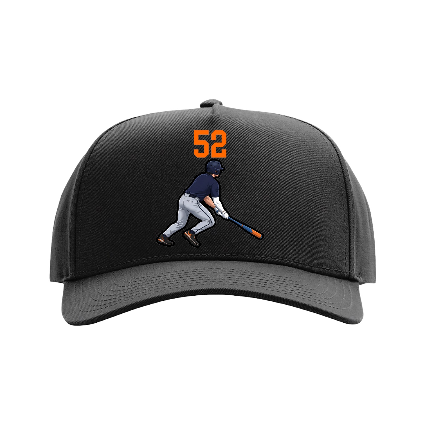 Full Fabric Five-Panel Champ Cap — Number Top in Black