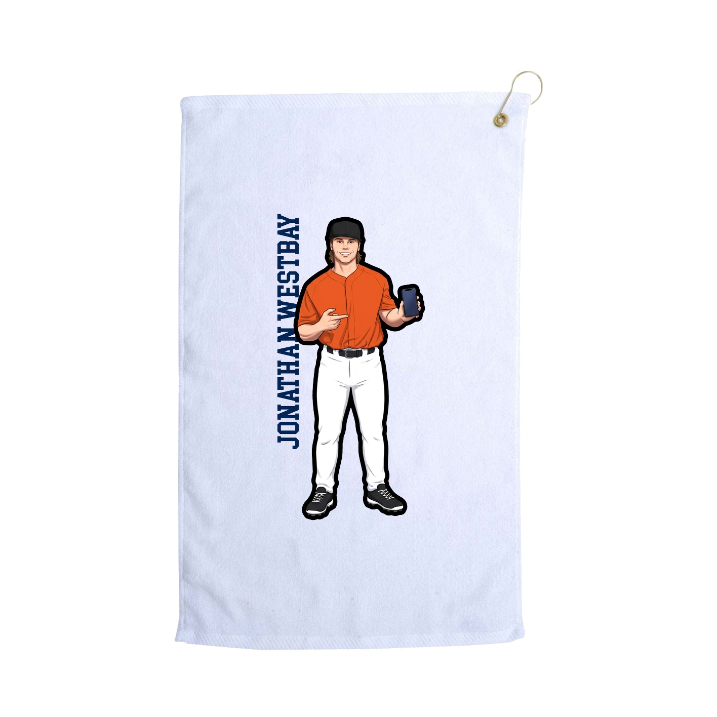 Golf Towel — Name Vertical in White