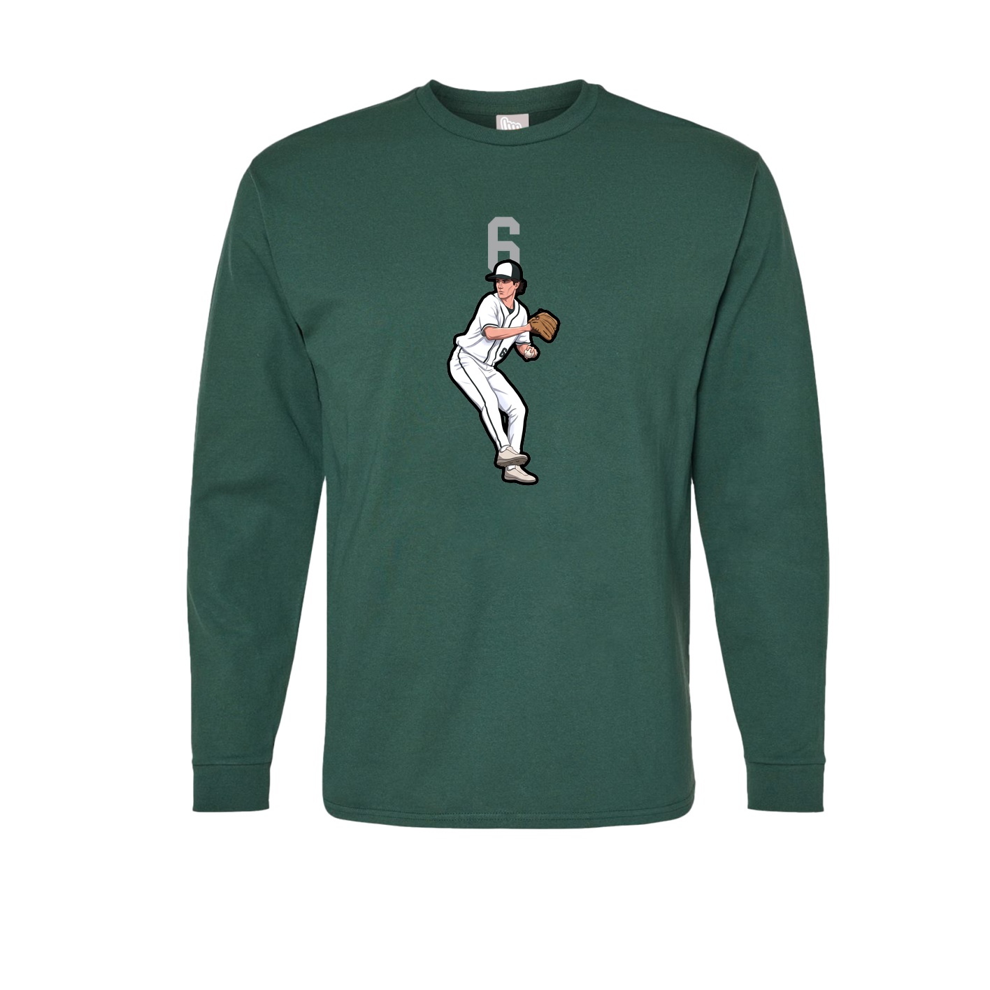 Long Sleeve Tee — Number Top in Green