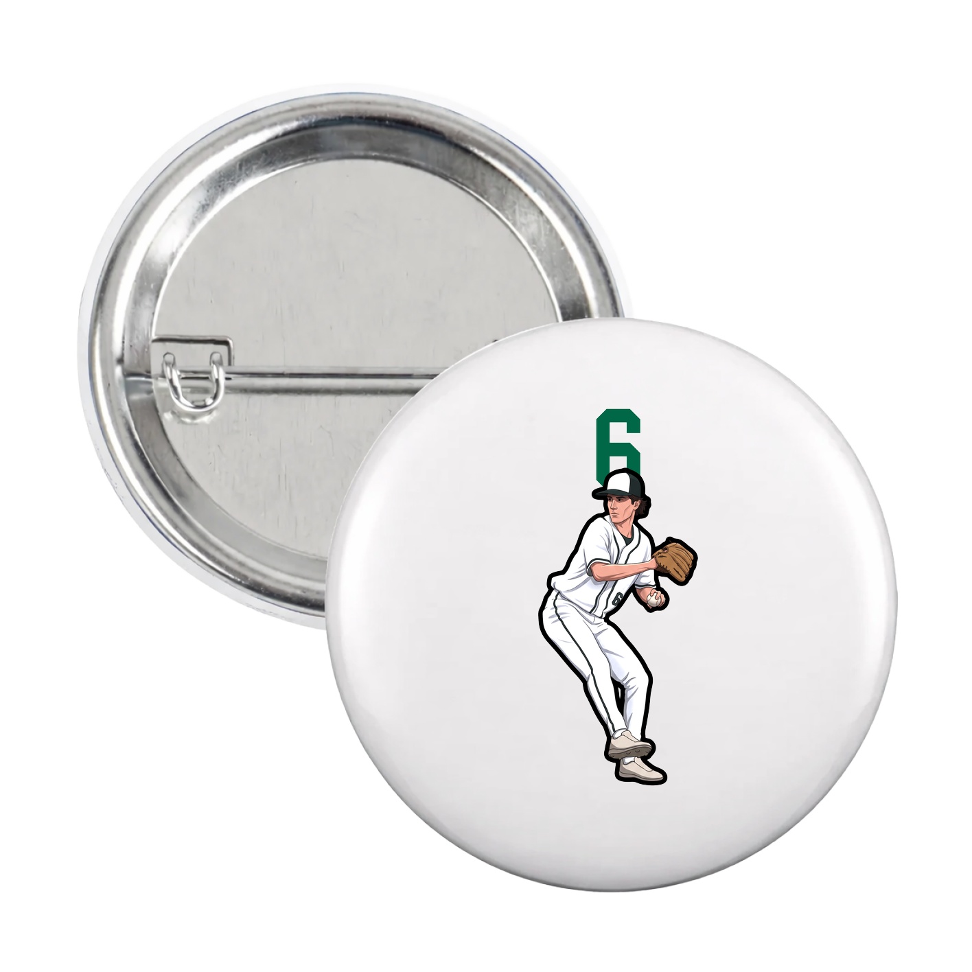 Game Day Button — Number Top in White
