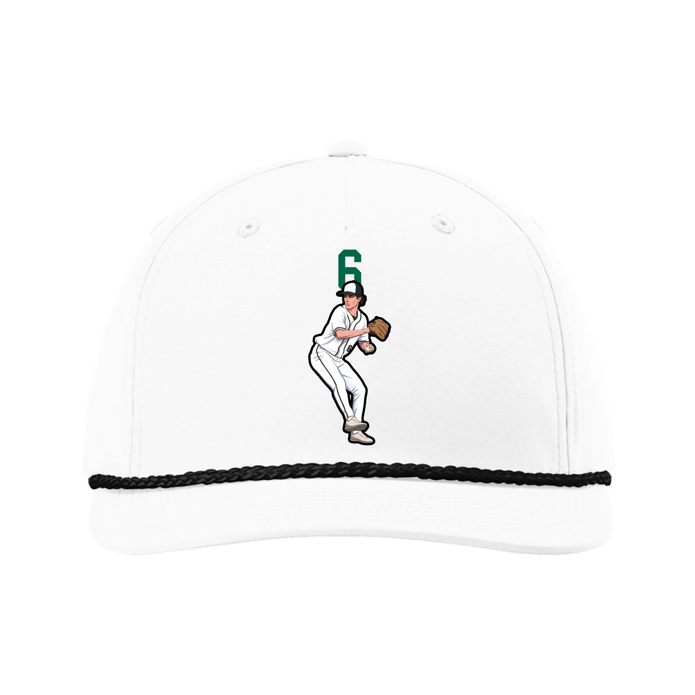 Five-Panel Classic Rope Cap — Number Top in White