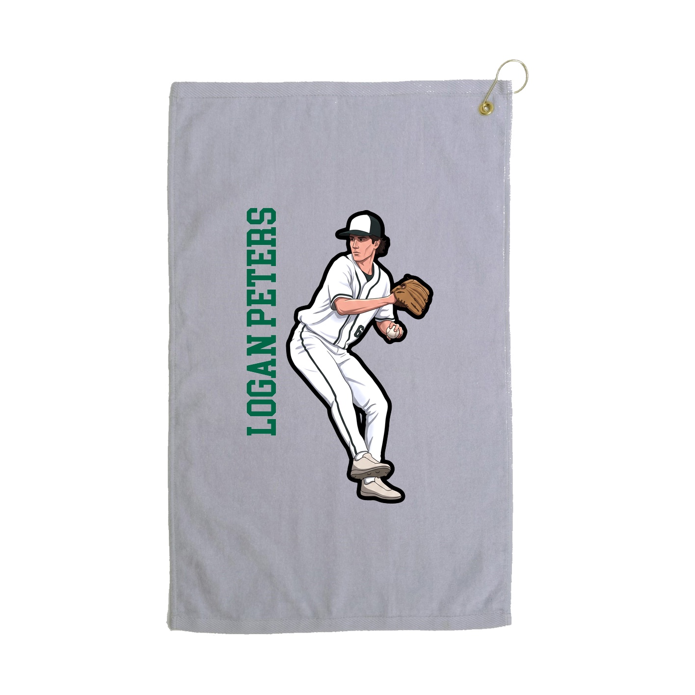 Golf Towel — Name Vertical in Grey
