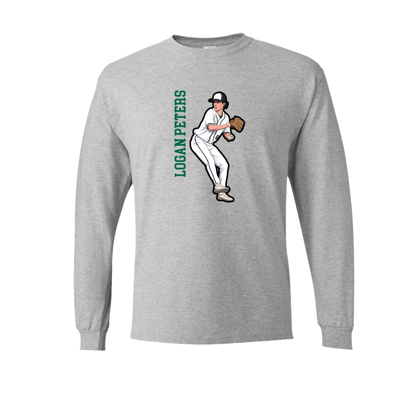 Long Sleeve Tee — Name Vertical in Grey