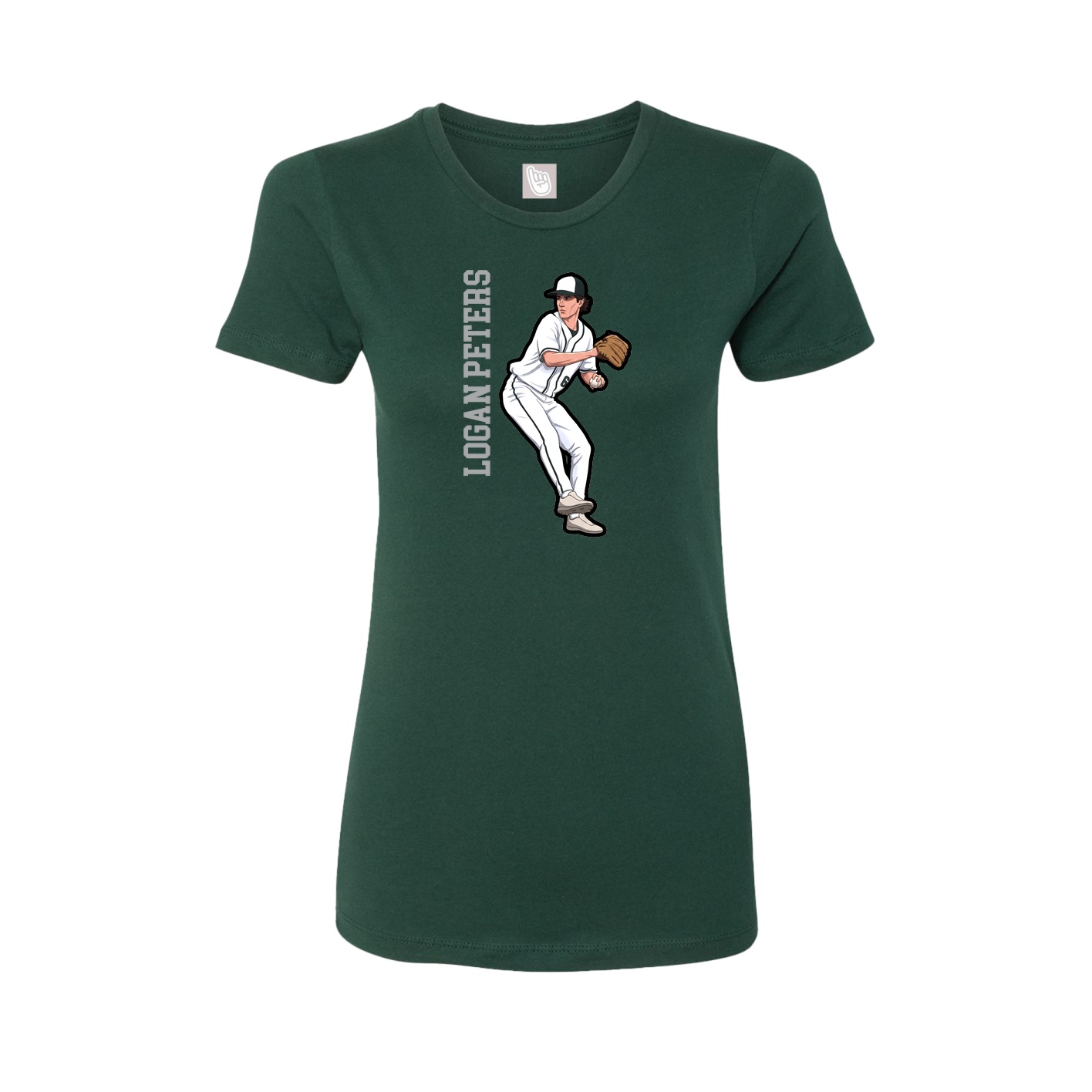 Fitted Women's Tee — Name Vertical in Green