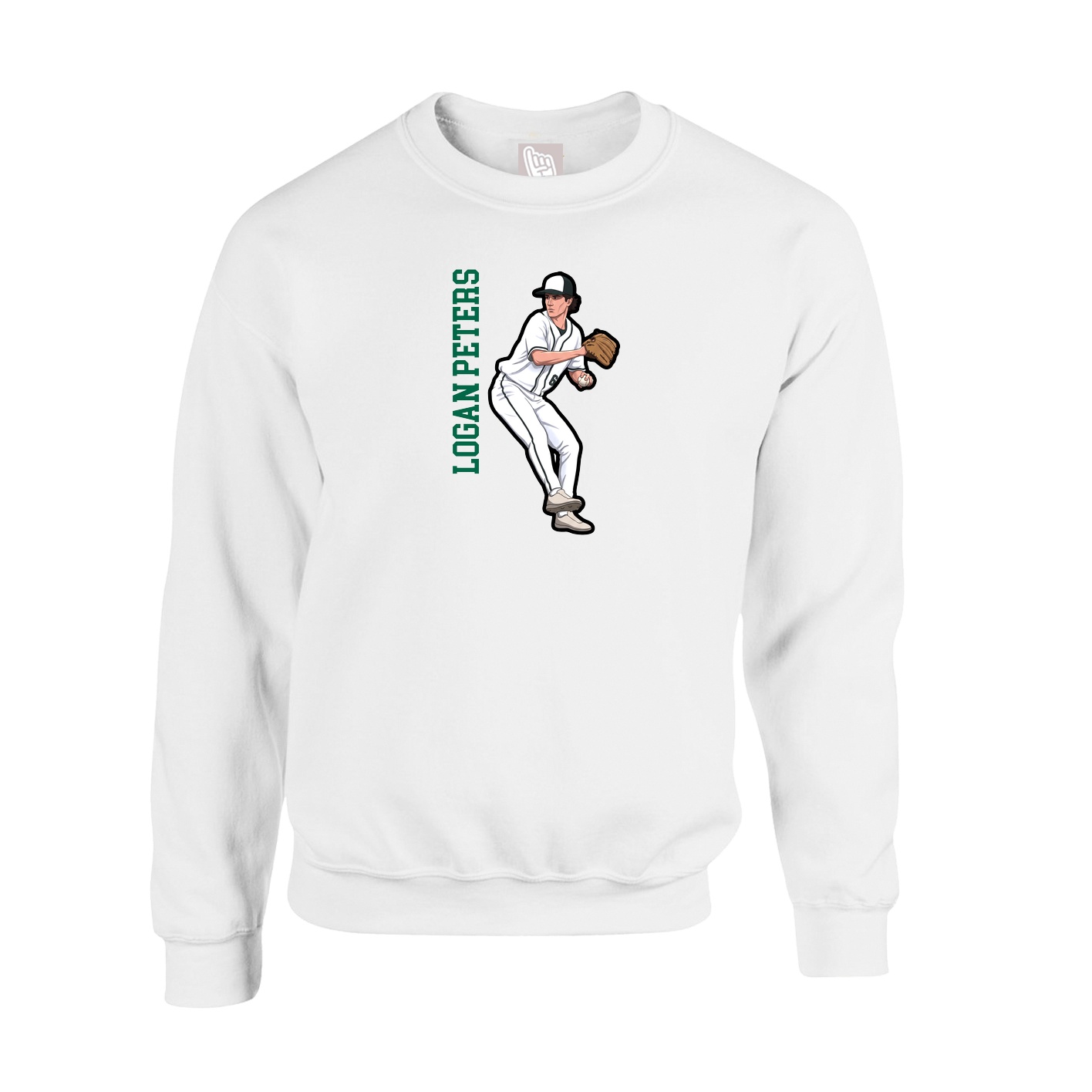 Fleece Crew — Name Vertical in White
