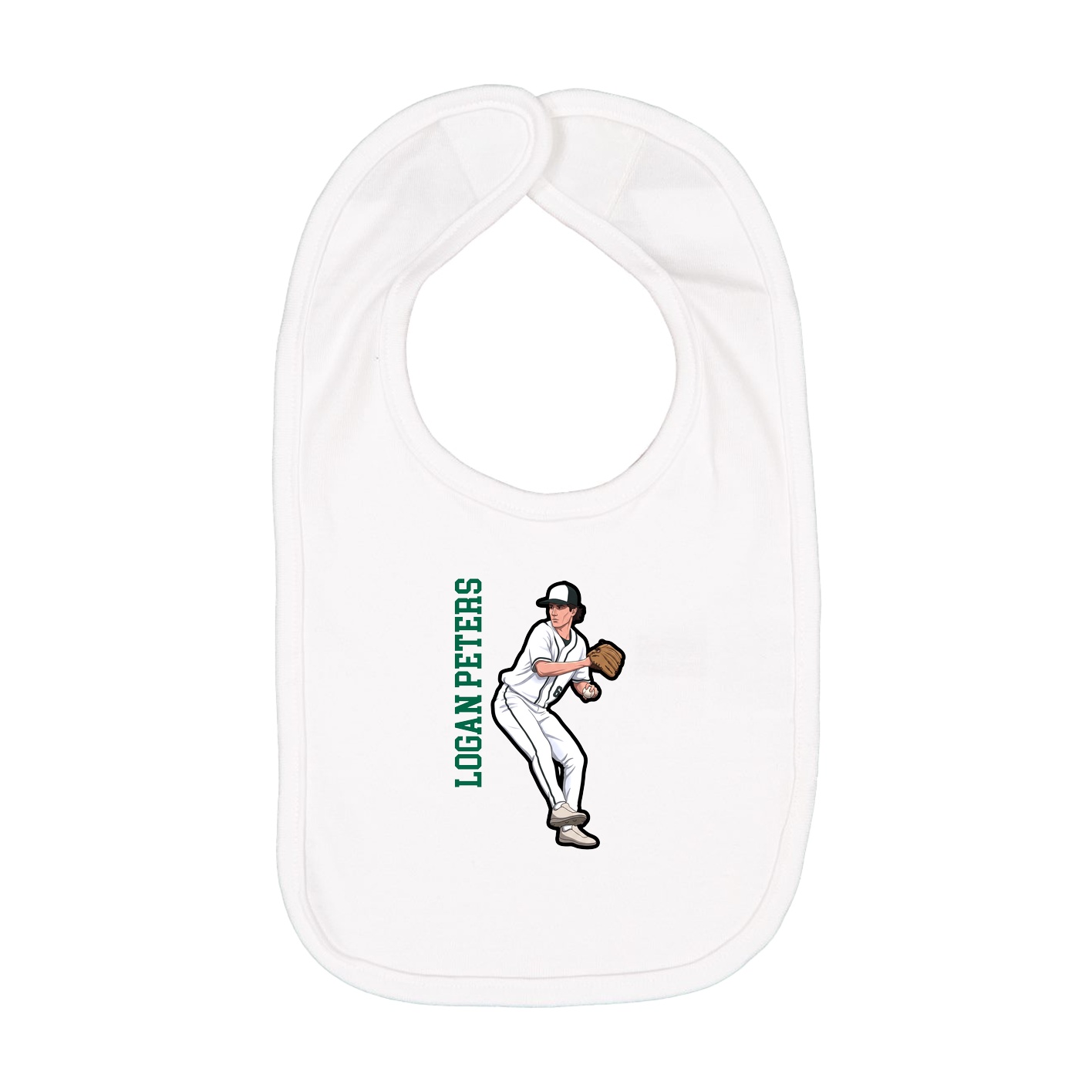Infant Bib — Name Vertical in White