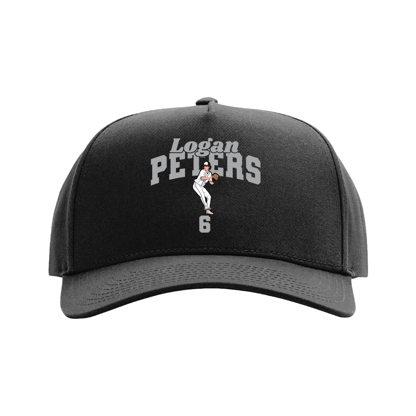 Full Fabric Five-Panel Champ Cap — Signature Arch in Black
