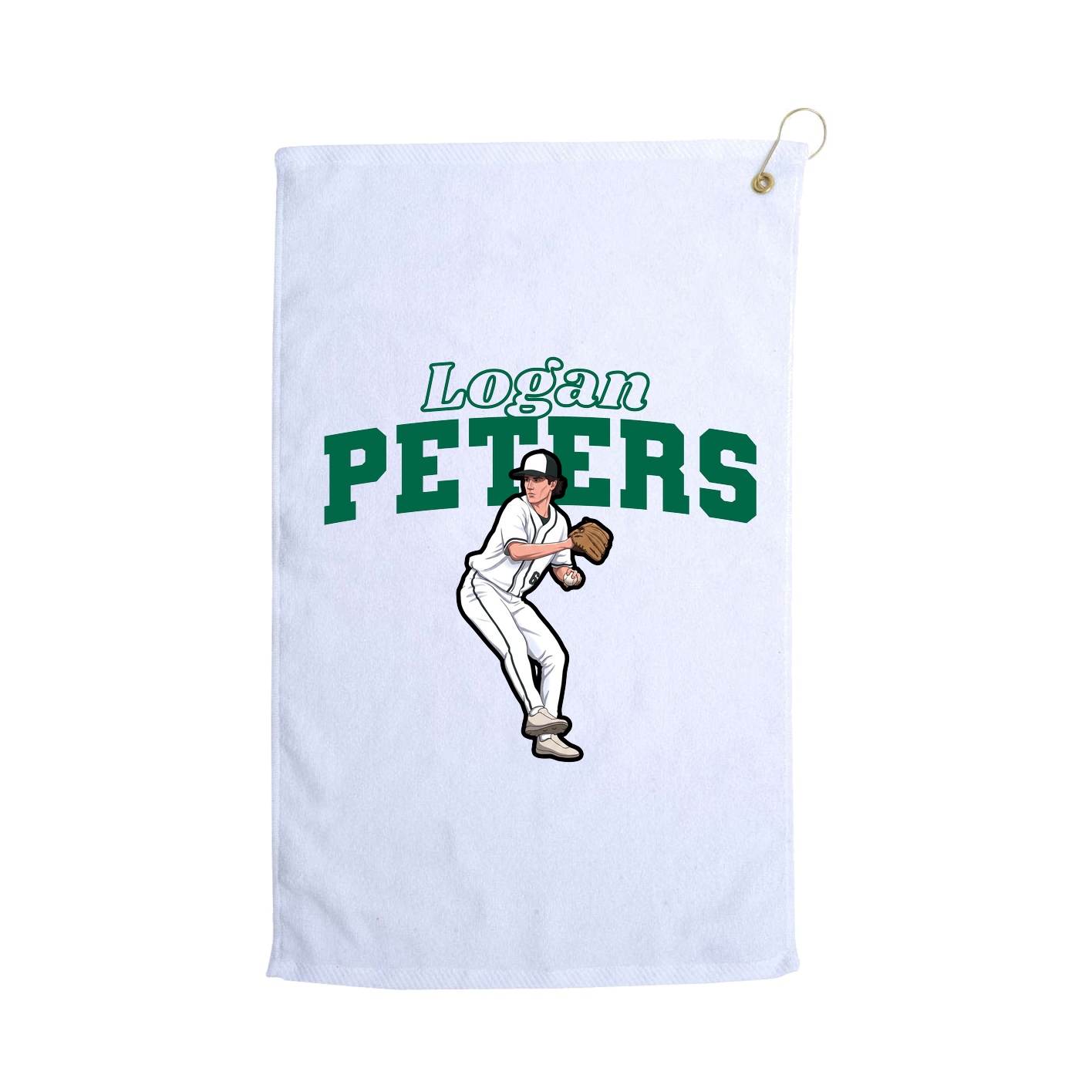 Golf Towel — Name Arch in White