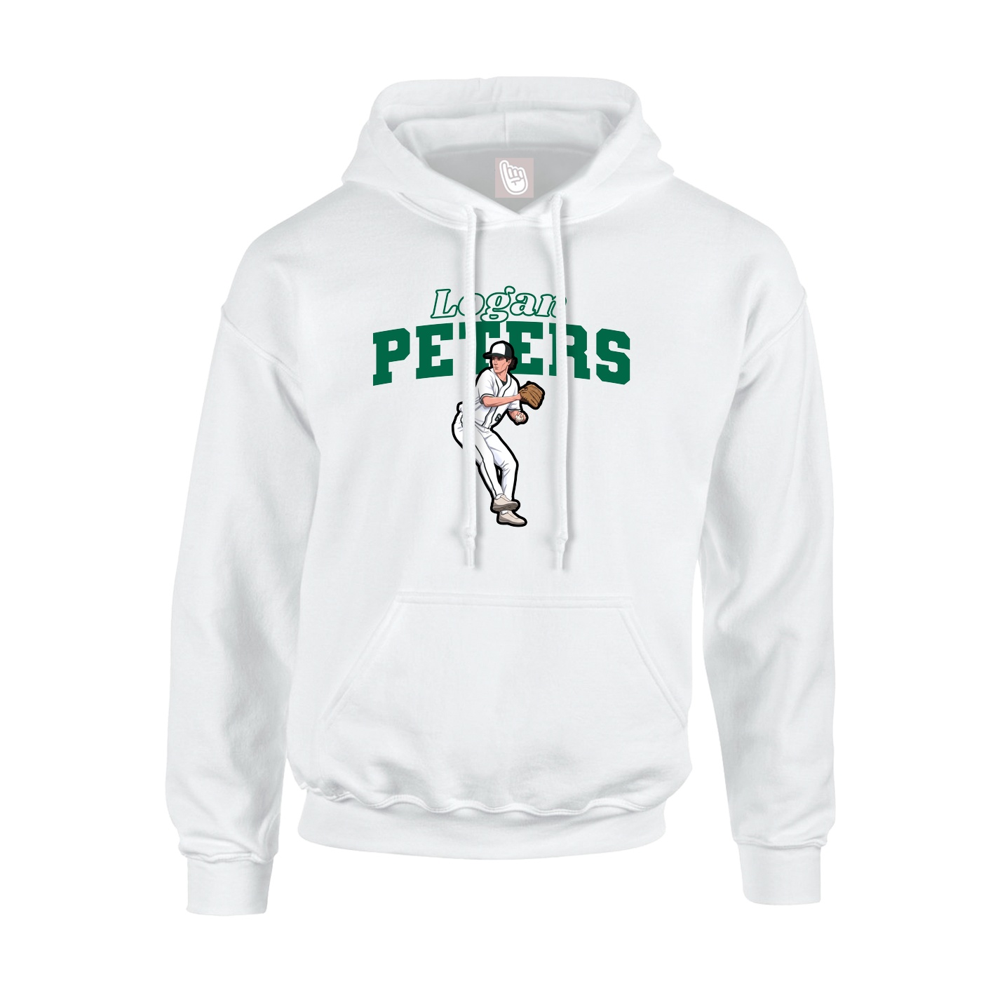Youth Hoodie — Name Arch in White