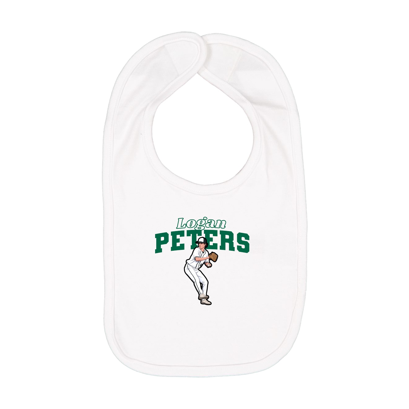 Infant Bib — Name Arch in White