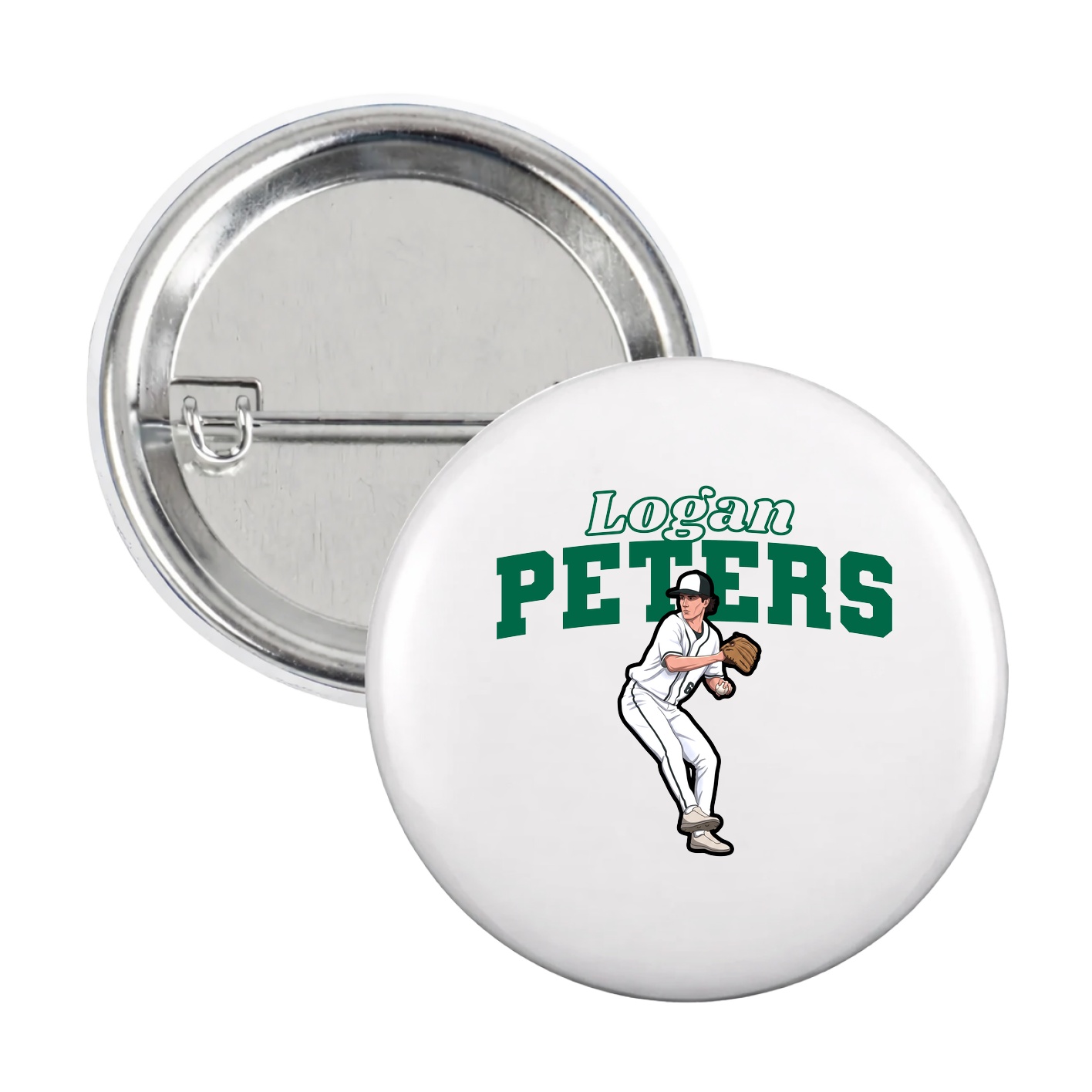 Game Day Button — Name Arch in White