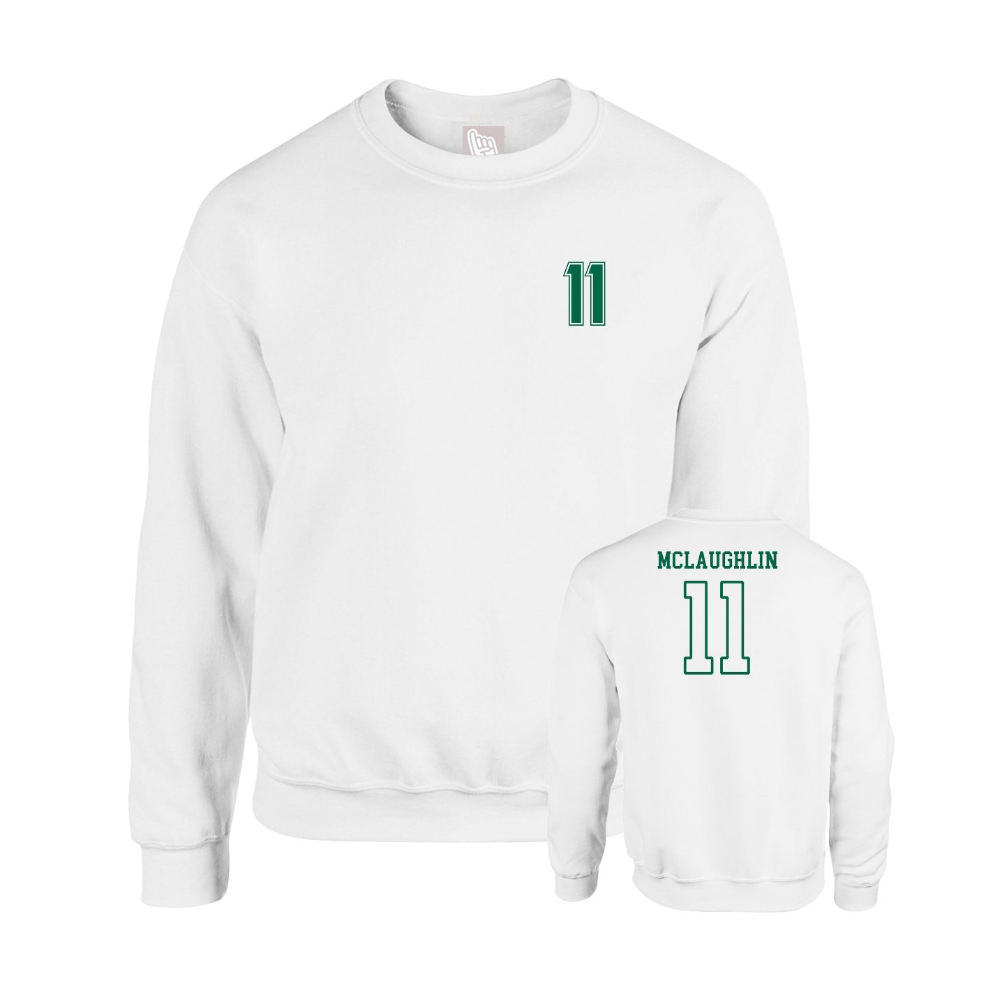 Fleece Crew — Chest Back in White