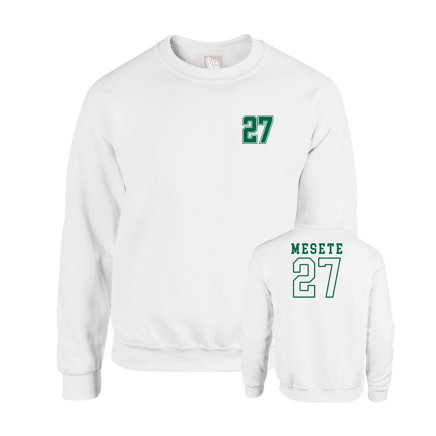 Fleece Crew — Chest Back in White