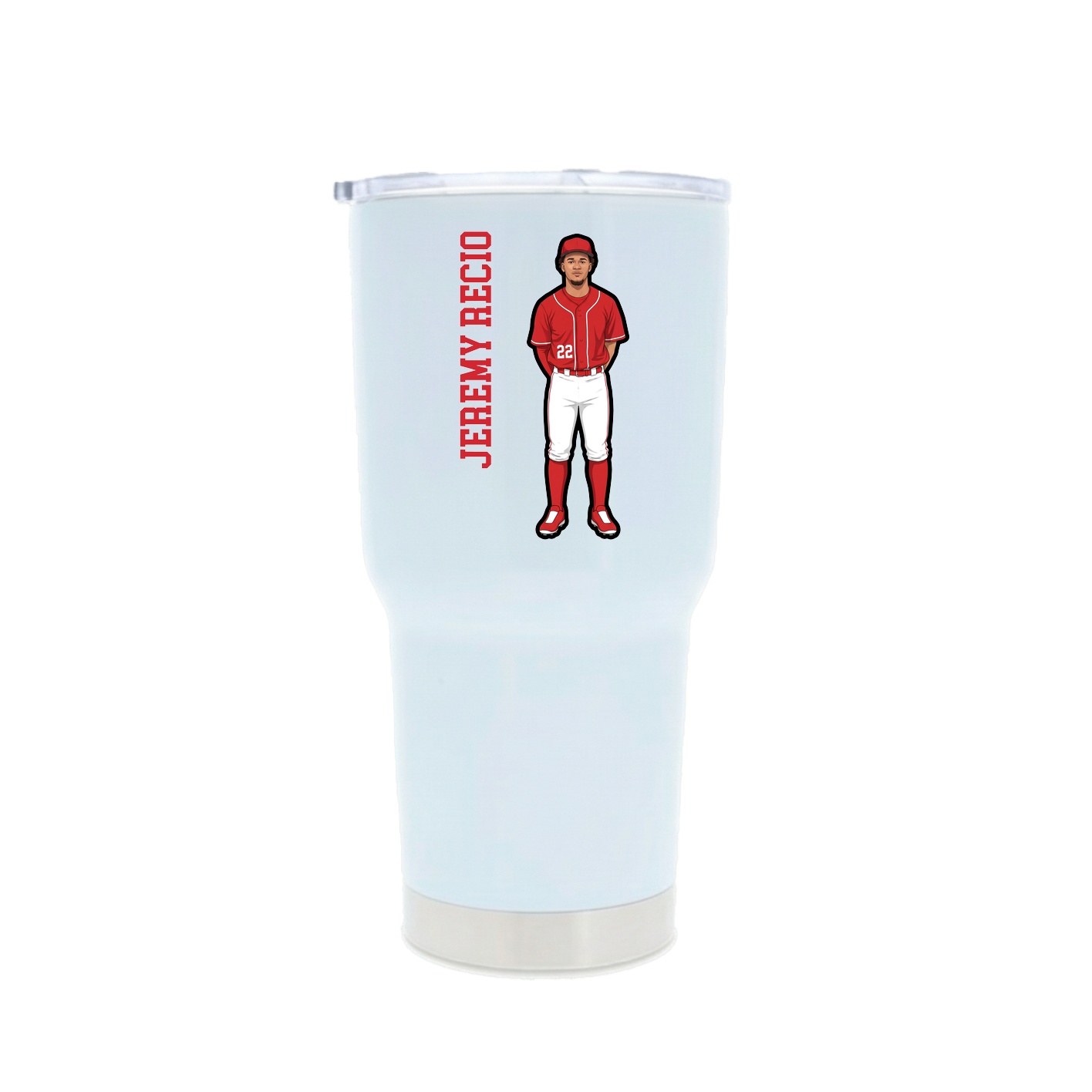30oz Stainless Steel Tumbler — Name Vertical in White