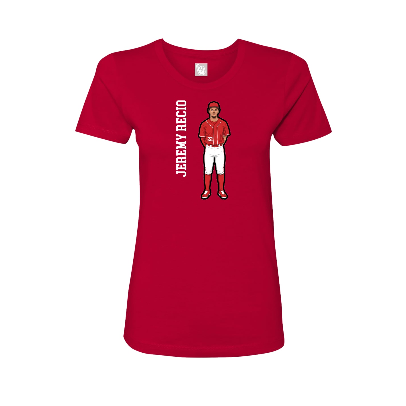 Fitted Women's Tee — Name Vertical in Red