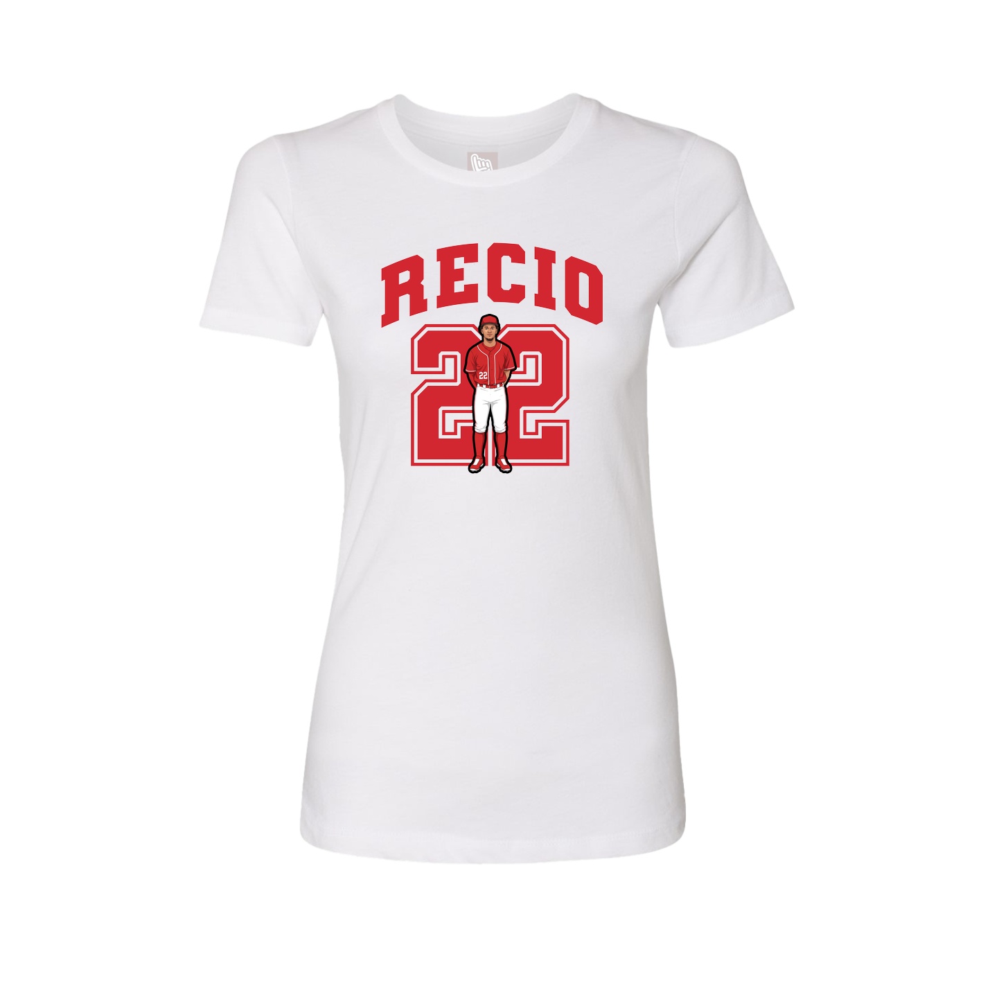 Fitted Women's Tee — Number in White