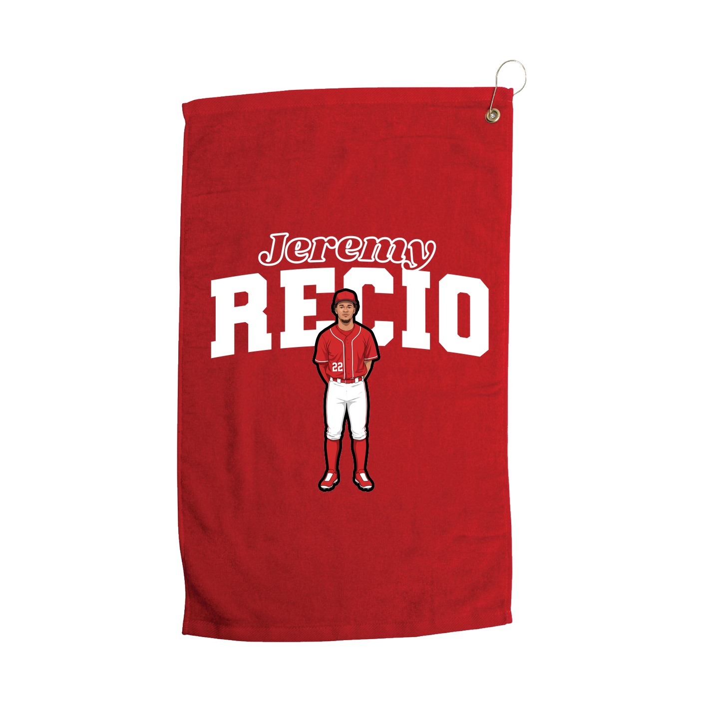 Golf Towel — Name Arch in Red