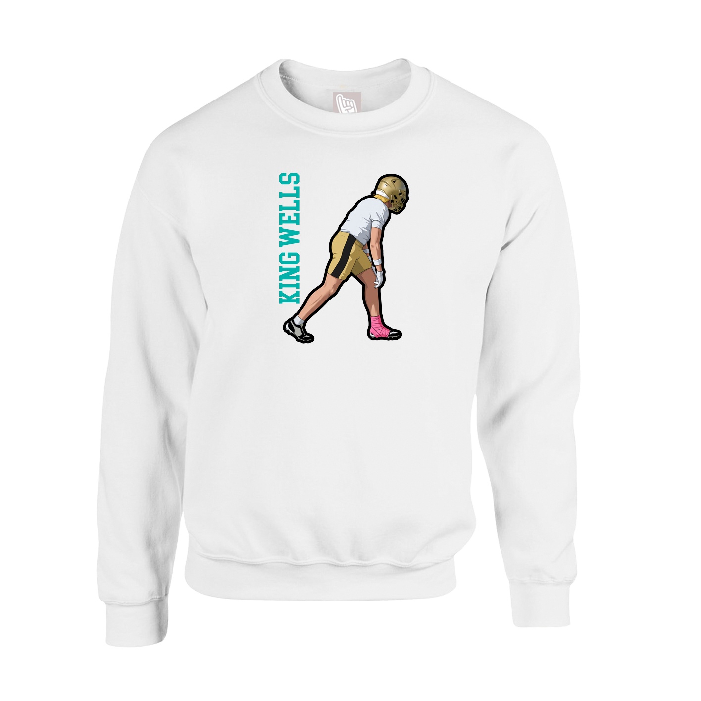 Fleece Crew — Name Vertical in White