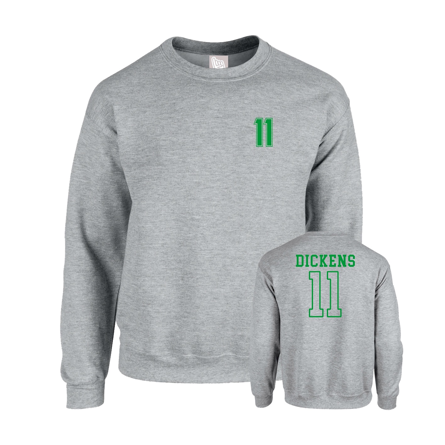 Fleece Crew — Chest Back in Grey