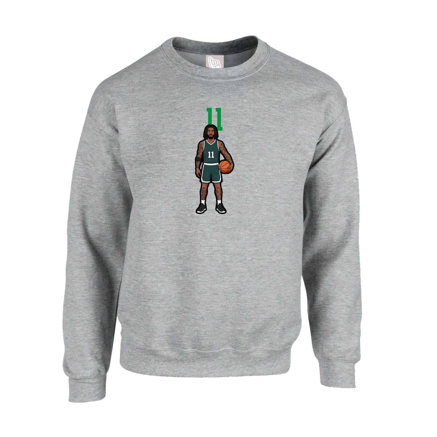 Fleece Crew — Number Top in Grey
