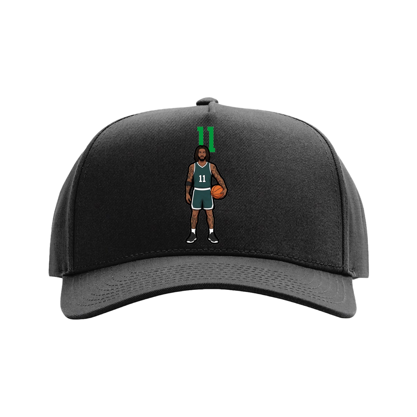 Full Fabric Five-Panel Champ Cap — Number Top in Black