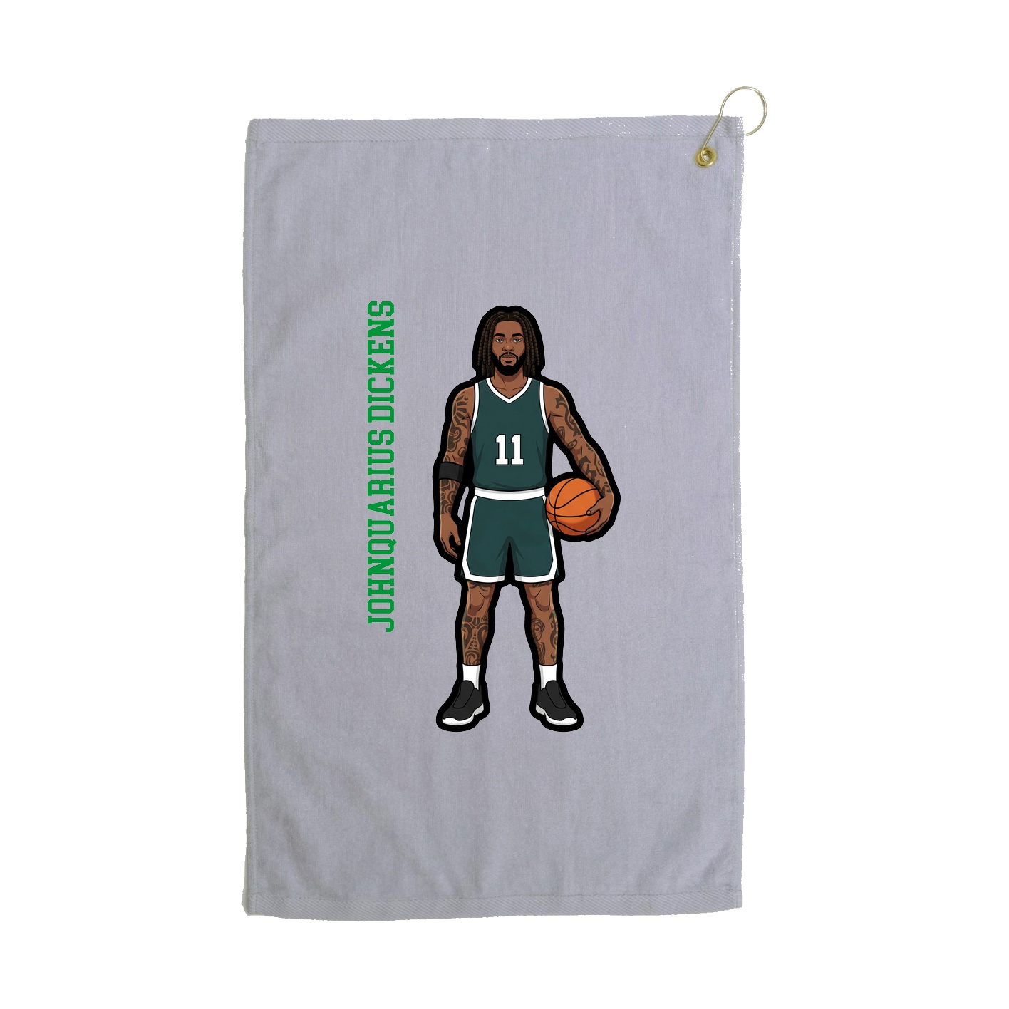 Golf Towel — Name Vertical in Grey