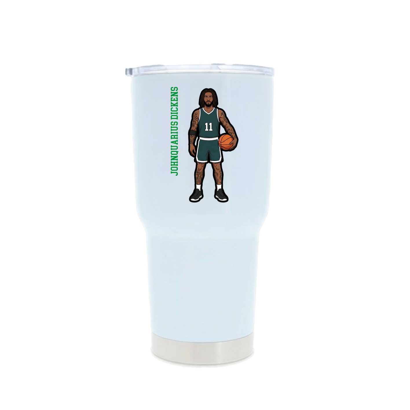 30oz Stainless Steel Tumbler — Name Vertical in White