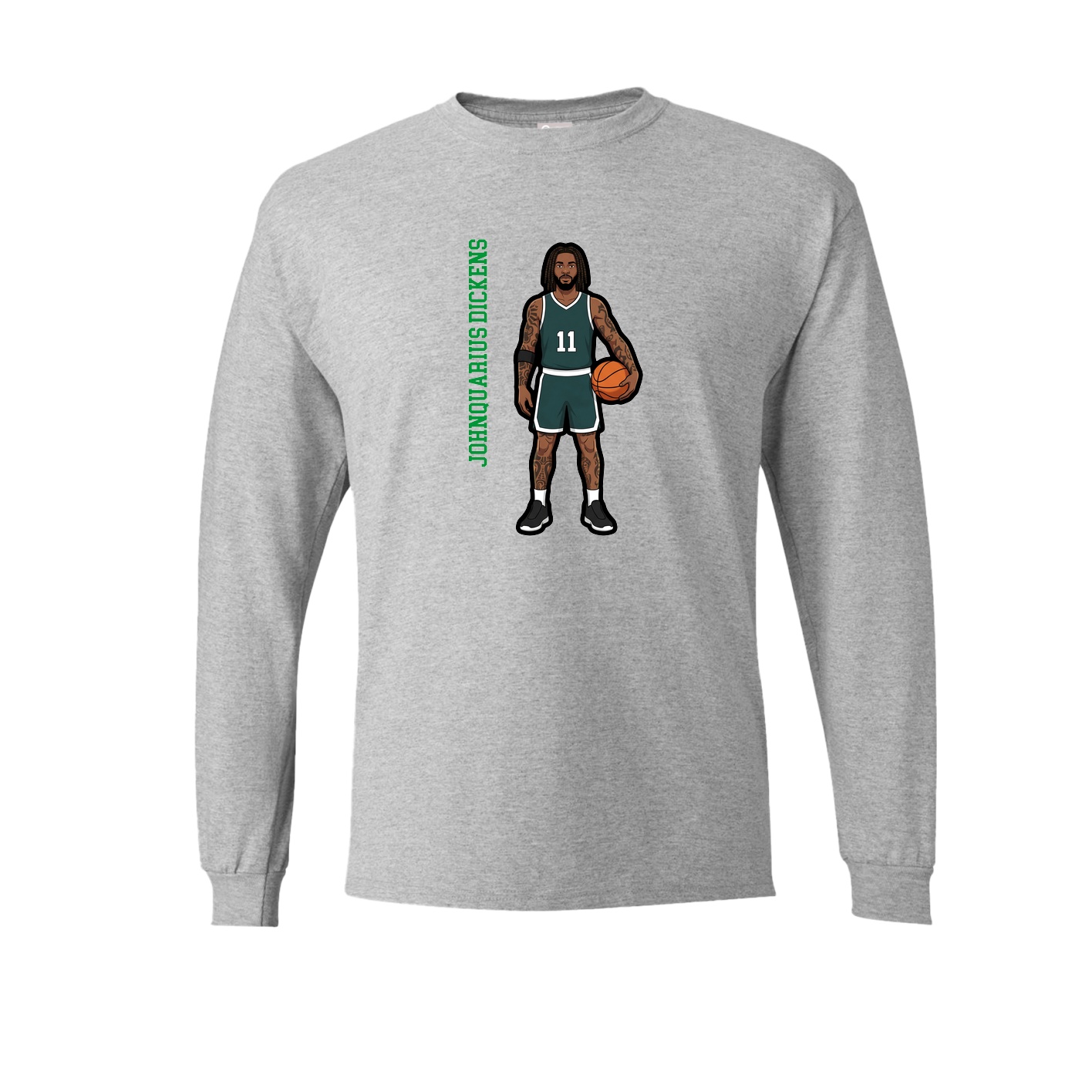 Long Sleeve Tee — Name Vertical in Grey