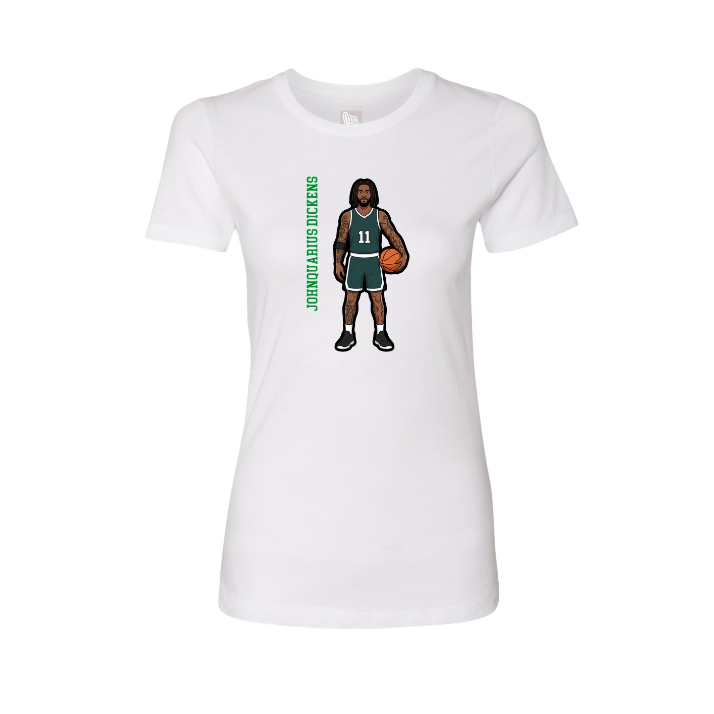 Fitted Women's Tee — Name Vertical in White