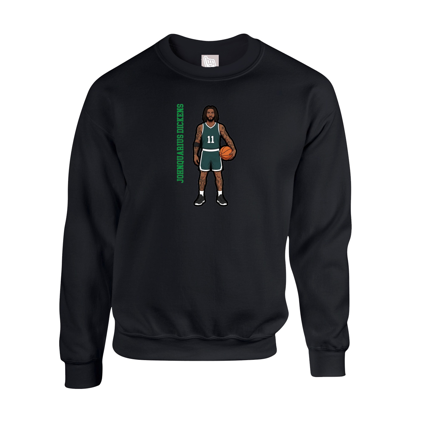 Fleece Crew — Name Vertical in Black