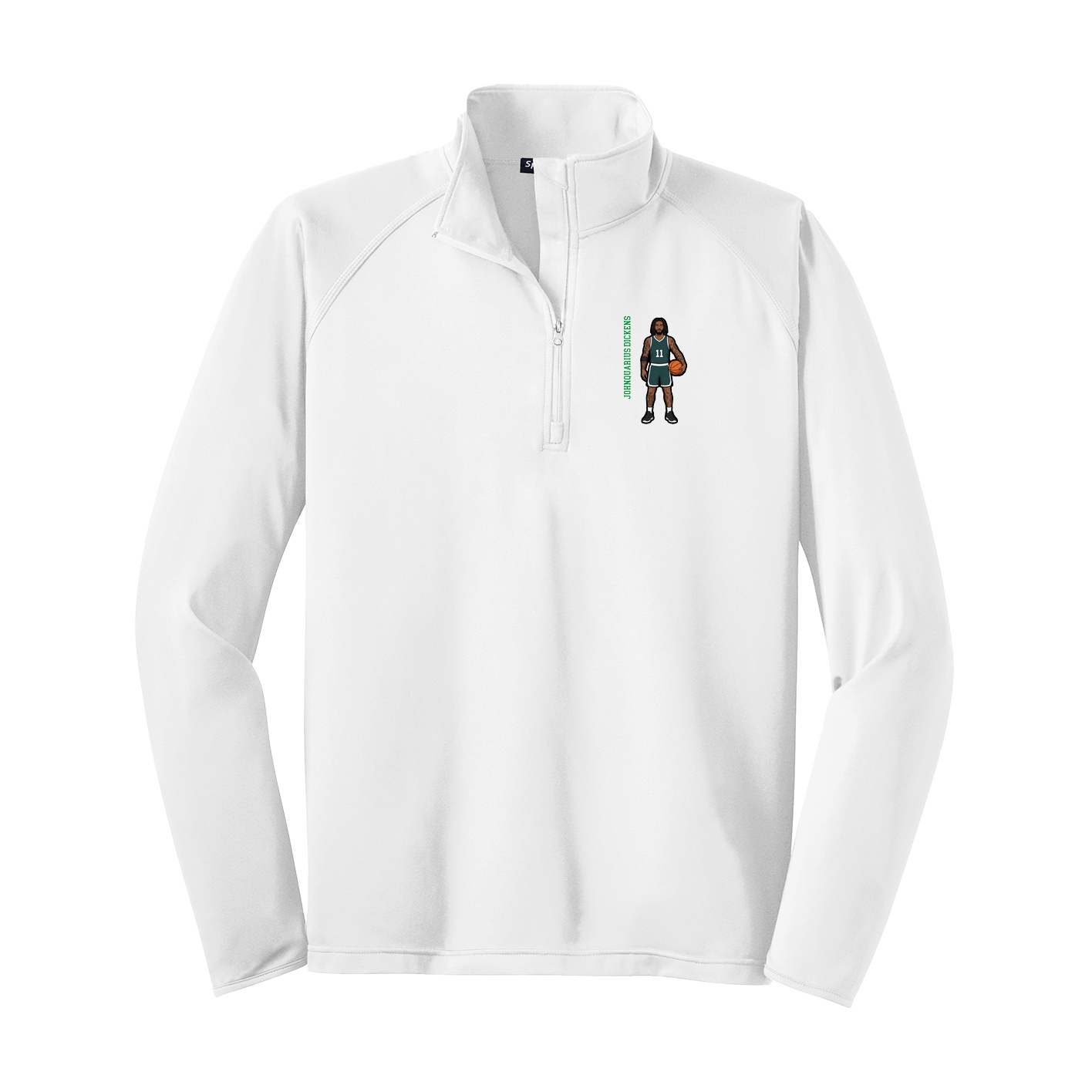 Q-Zip Pullover — Name Vertical in White