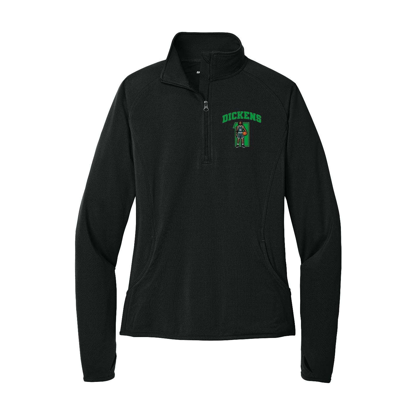 Women's Q-Zip Pullover — Number in Black