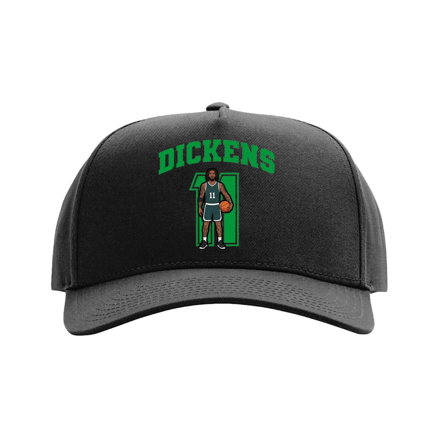 Full Fabric Five-Panel Champ Cap — Number in Black