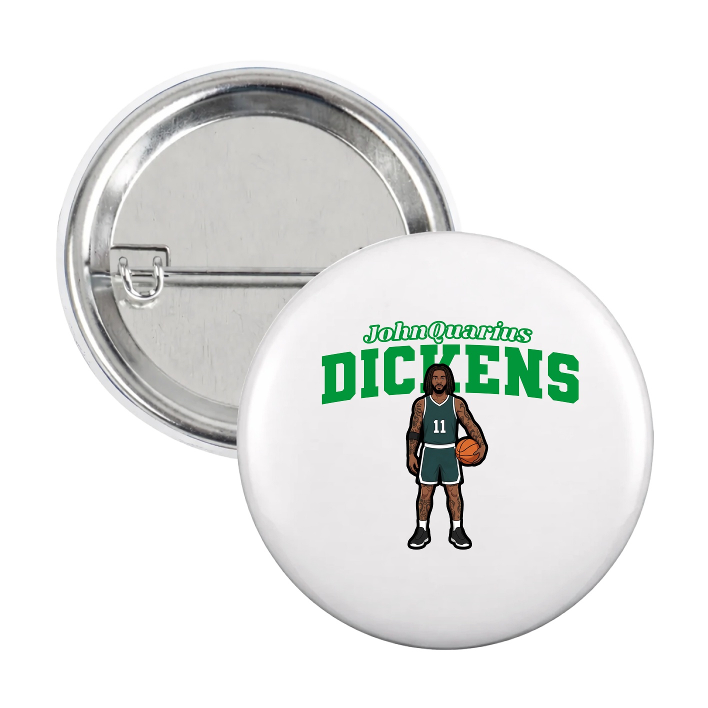 Game Day Button — Name Arch in White
