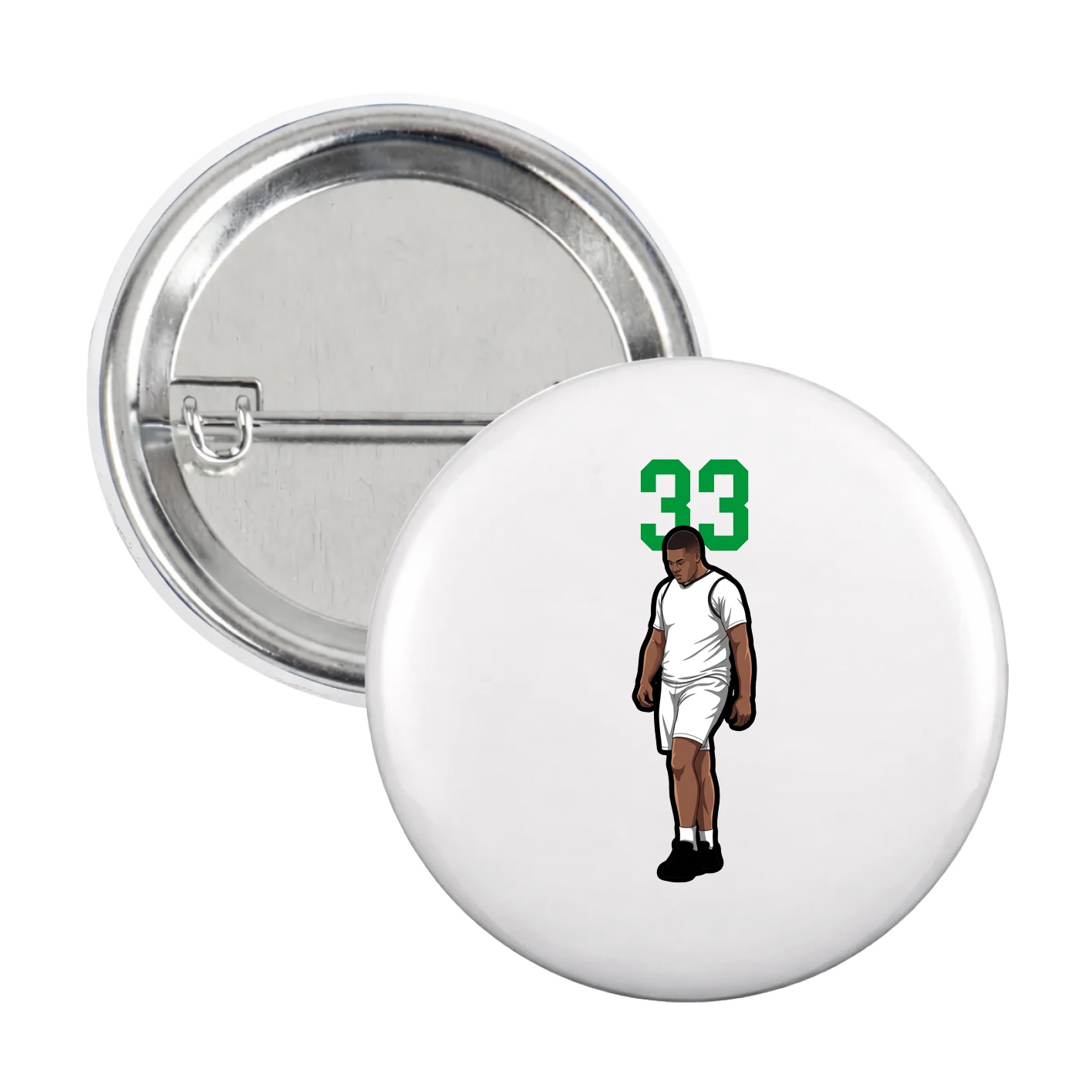 Game Day Button — Number Top in White