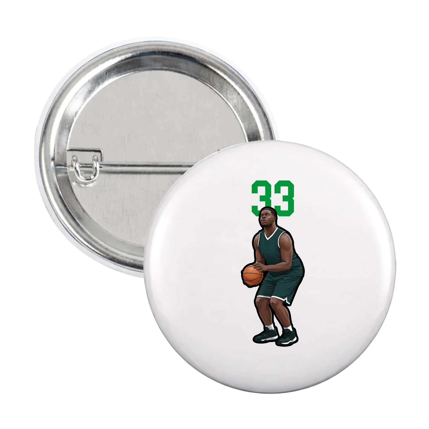 Game Day Button — Number Top in White