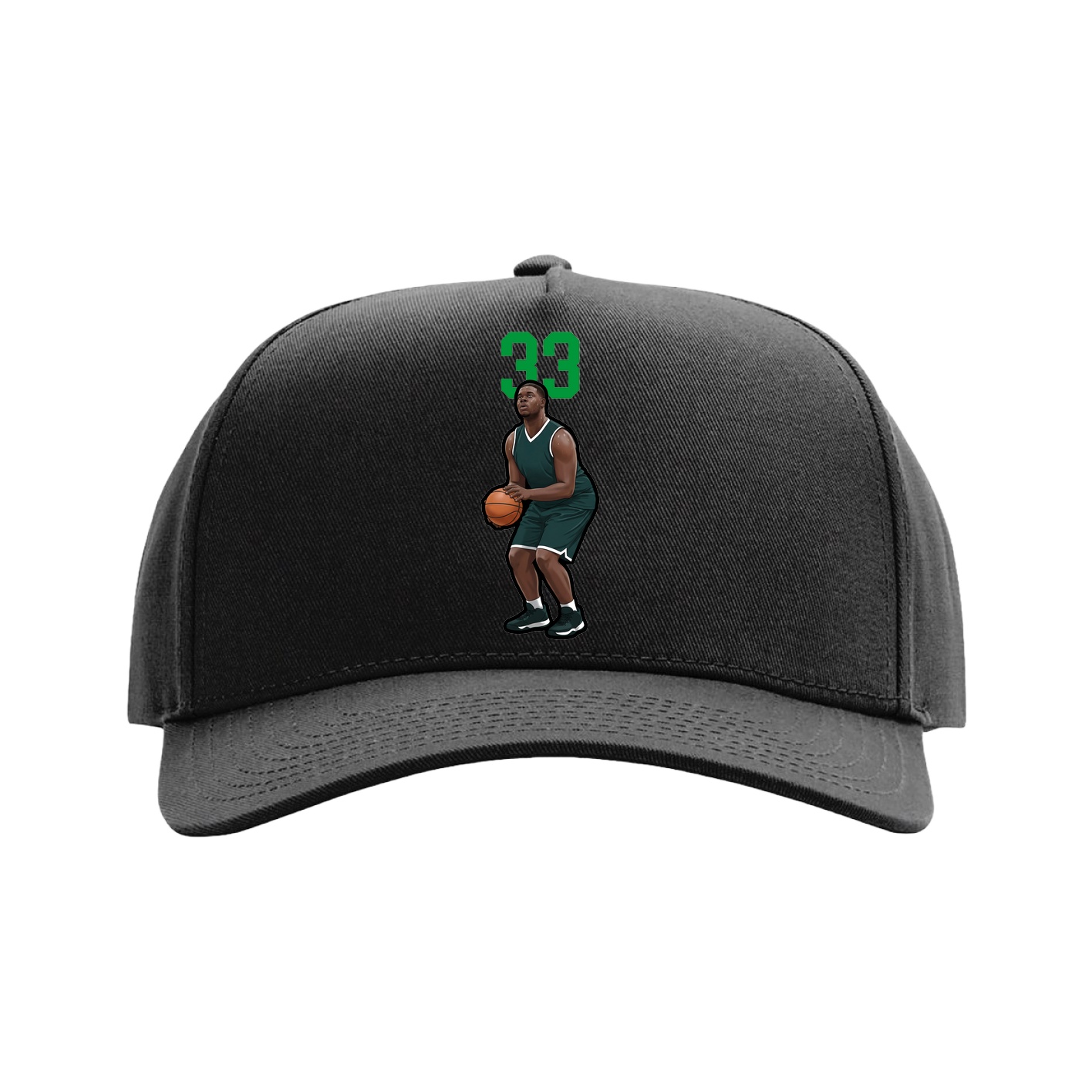Full Fabric Five-Panel Champ Cap — Number Top in Black