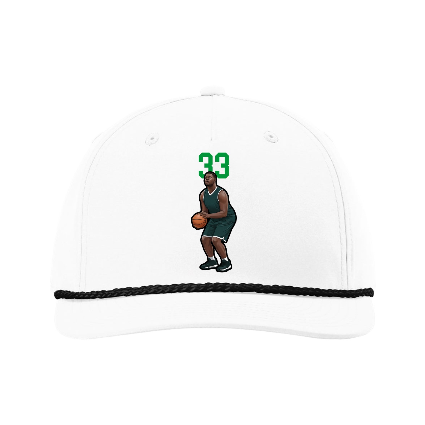 Five-Panel Classic Rope Cap — Number Top in White