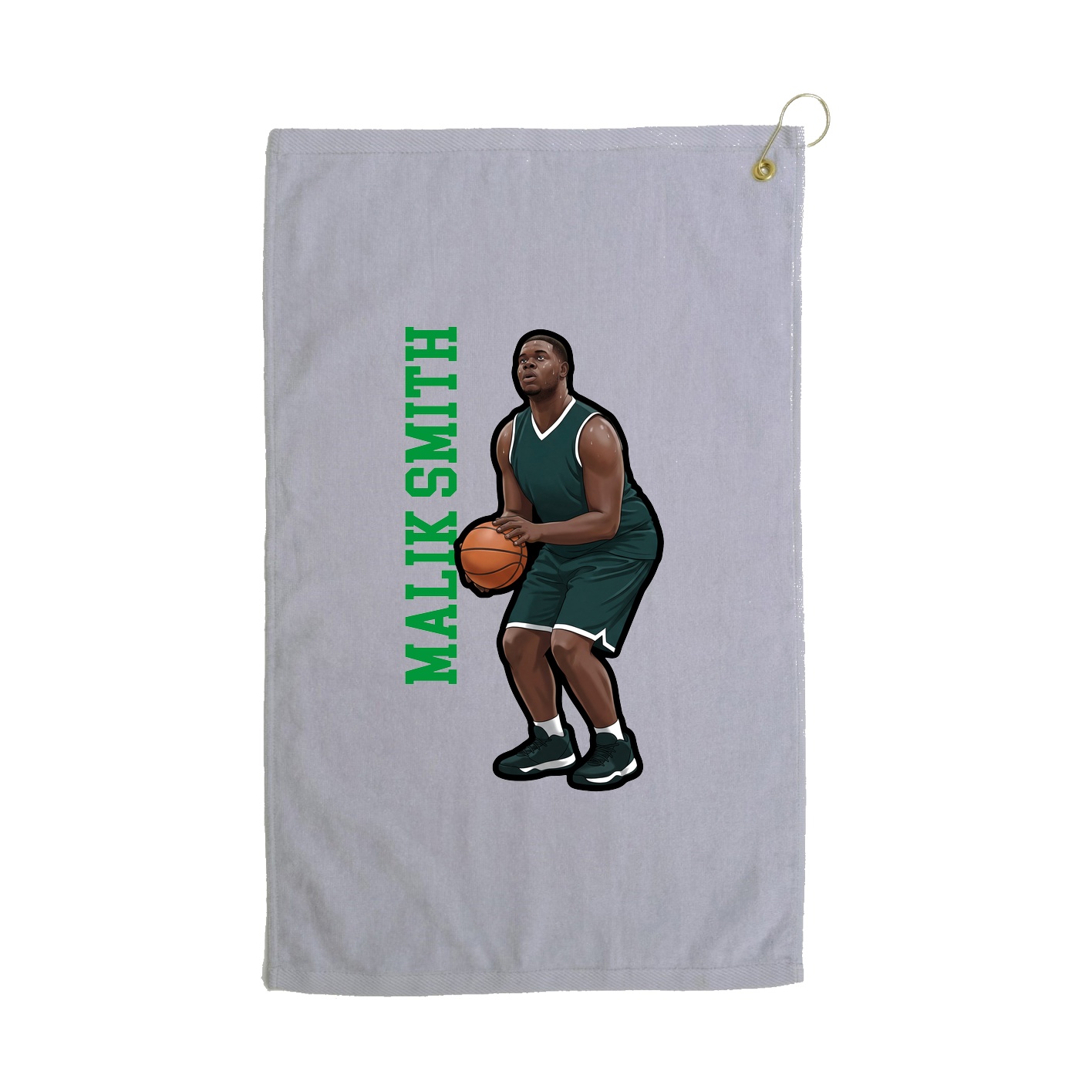 Golf Towel — Name Vertical in Grey