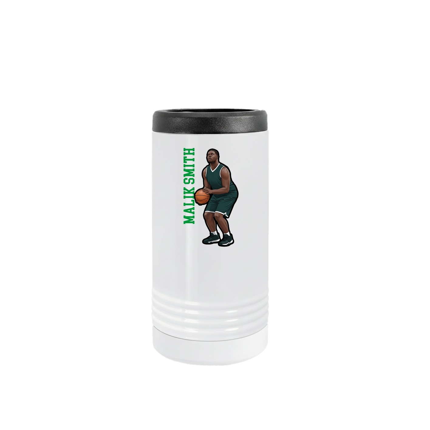 Slim Beverage Holder — Name Vertical in White